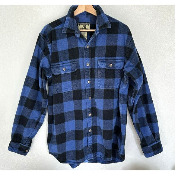 Field and Stream Other - Vintage Field & Stream Blue Black Flannel Buffalo Plaid Shirt Men’s Large Tall